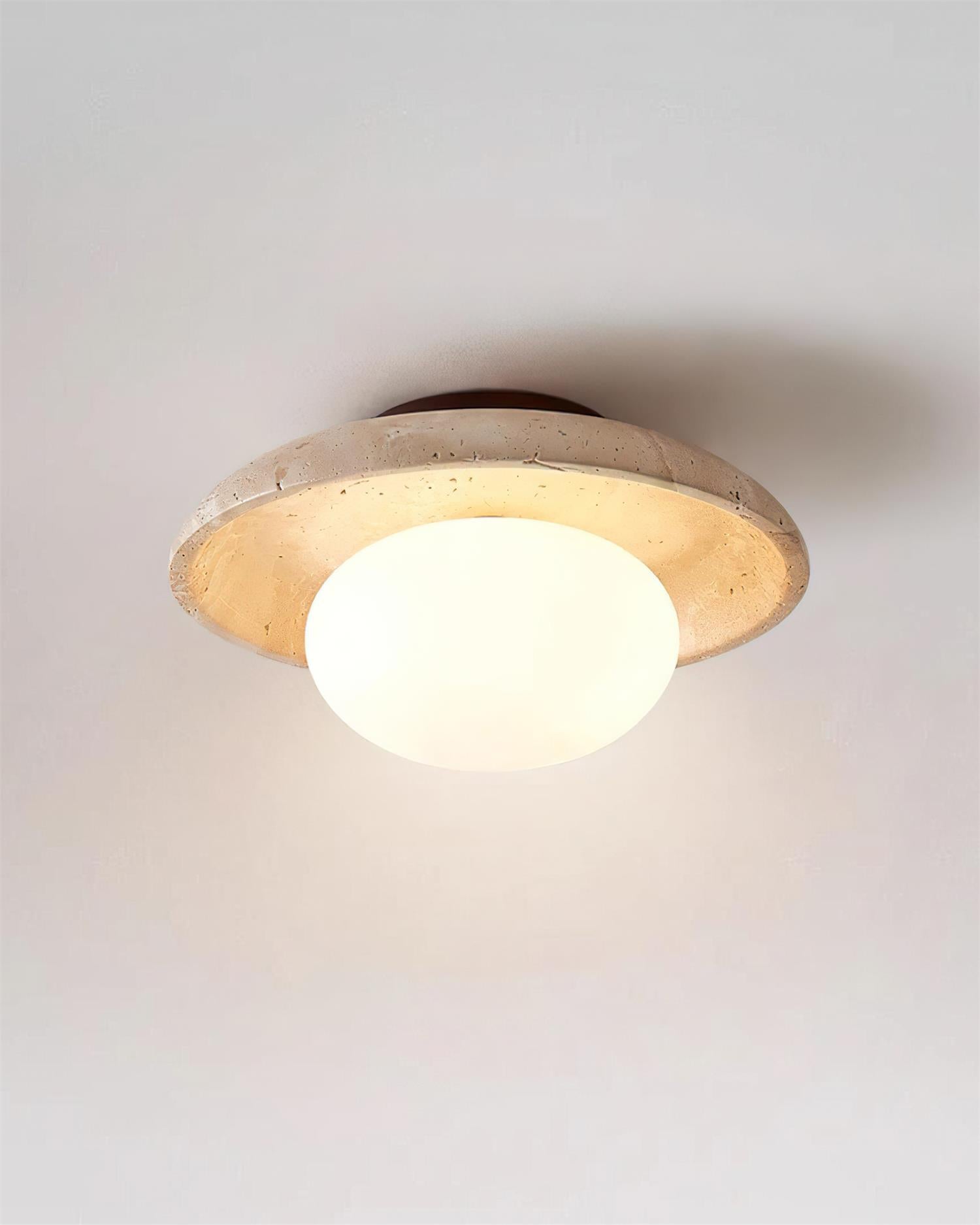 Freyza | Plafonnier affleurant en travertin Mylie – Chambre, couloir, cuisine