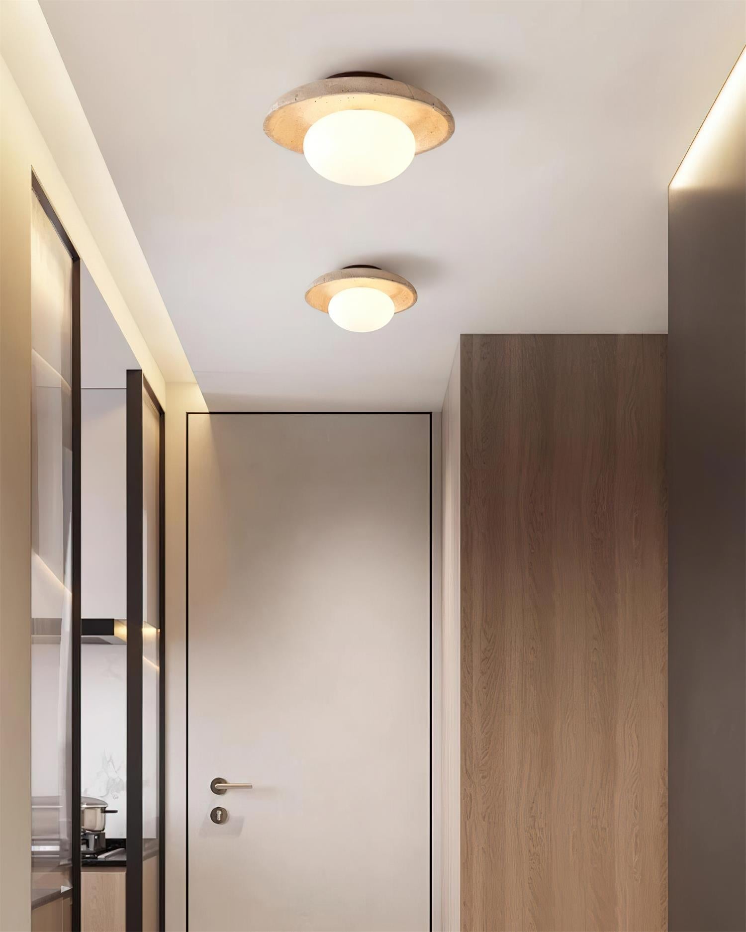 Freyza | Plafonnier affleurant en travertin Mylie – Chambre, couloir, cuisine
