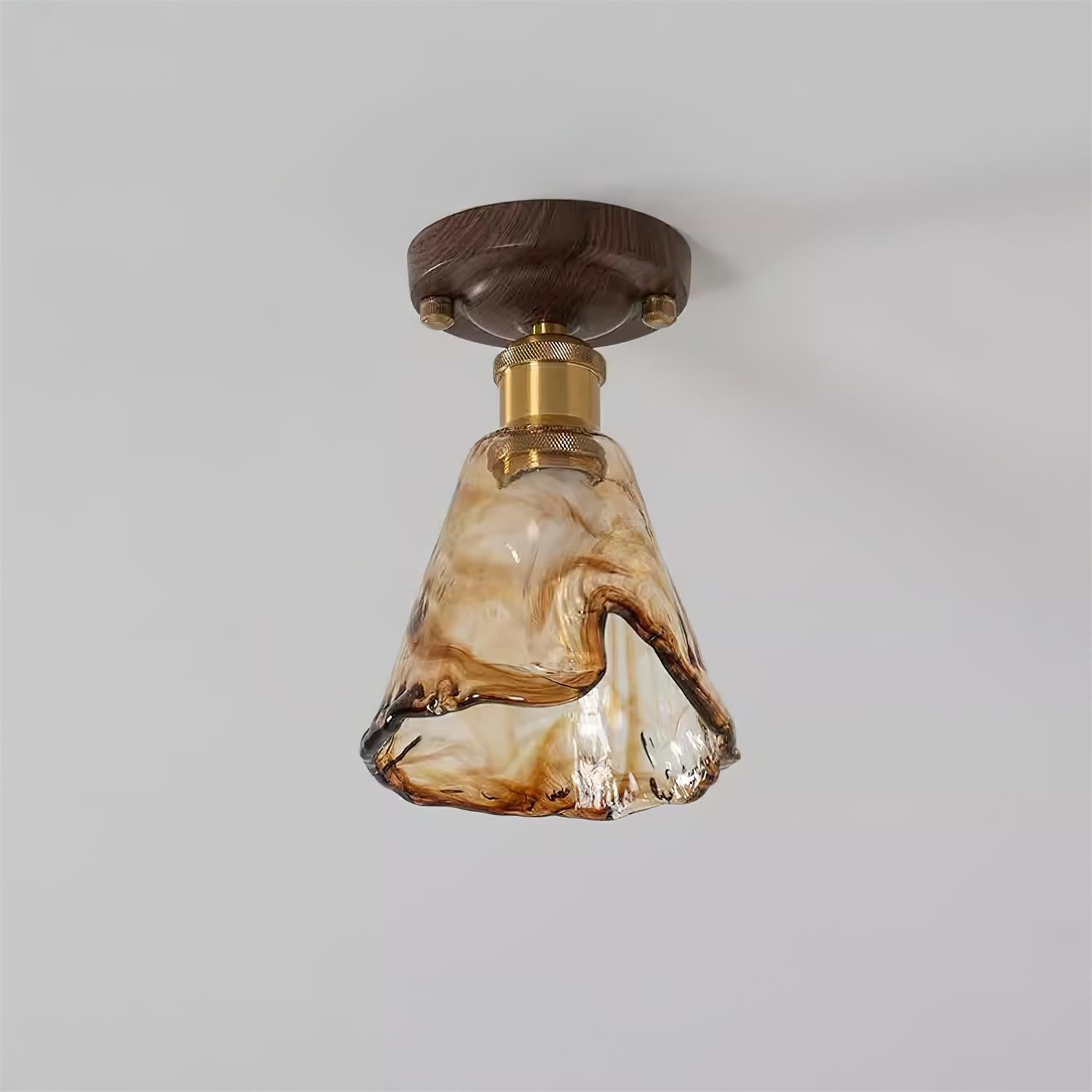 Freyza | Velimo – Plafonnier affleurant en verre ambré pour chambre, couloir et cuisine
