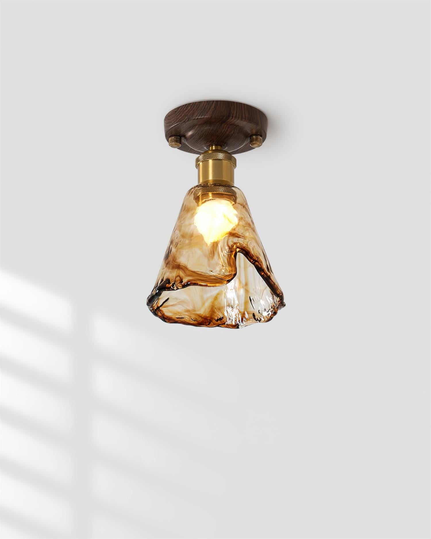 Freyza | Velimo – Plafonnier affleurant en verre ambré pour chambre, couloir et cuisine