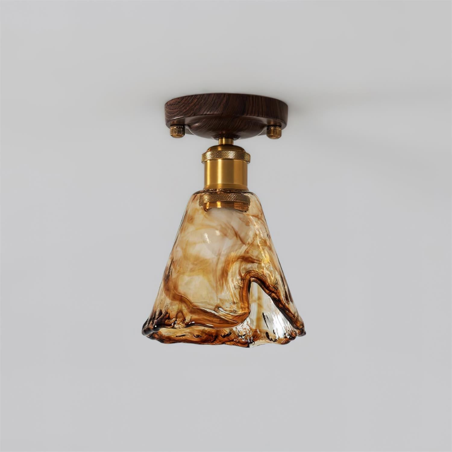 Freyza | Velimo – Plafonnier affleurant en verre ambré pour chambre, couloir et cuisine