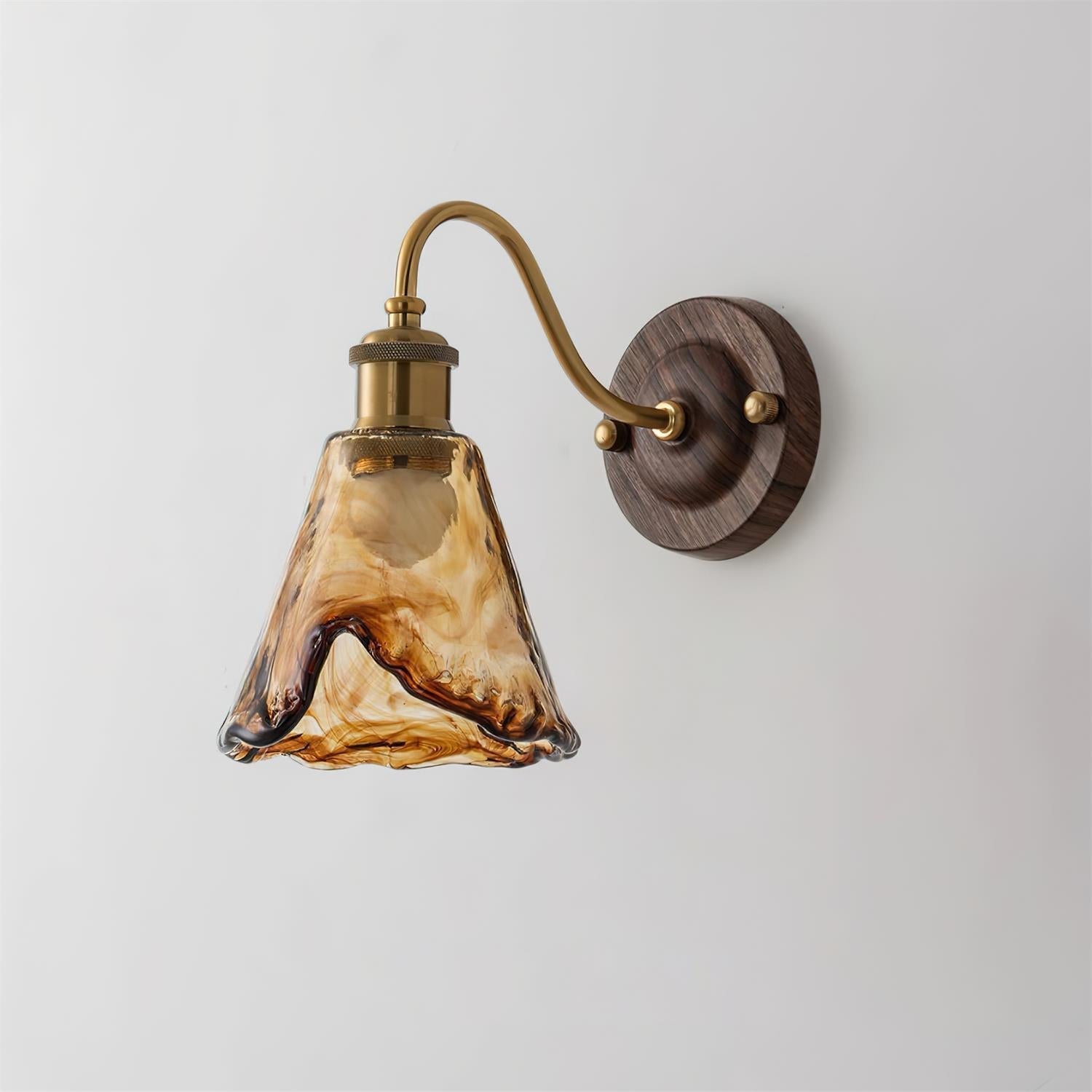 Freyza | Applique murale en verre ambré et doré – Éclairage mural moderne pour chambre et couloir
