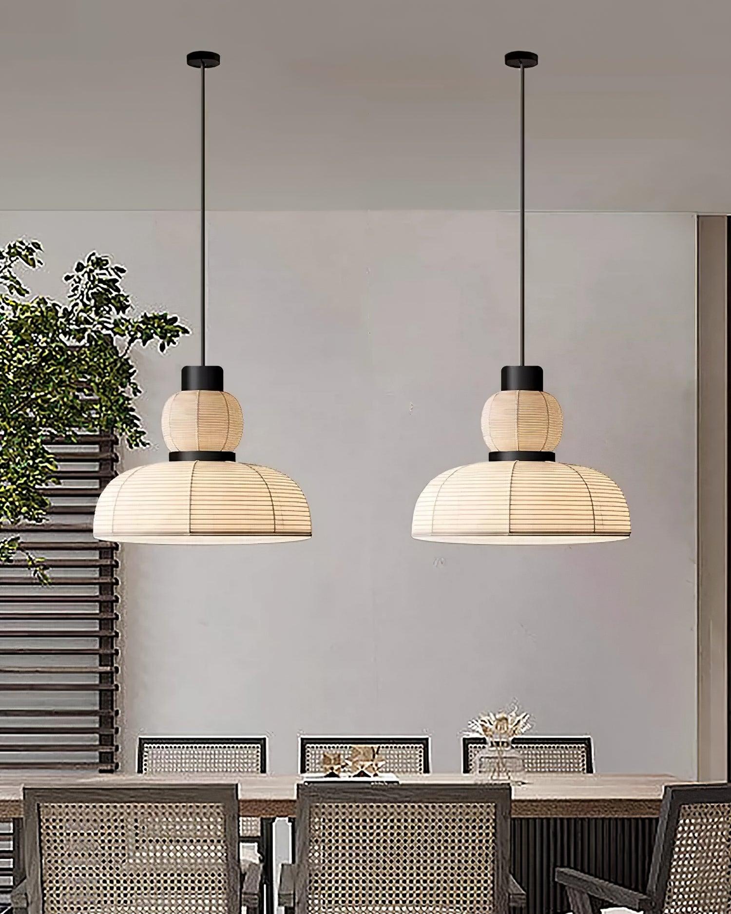 Freyza | Pendant White Fabric Black White Pendant Light – Kitchen Dining Room