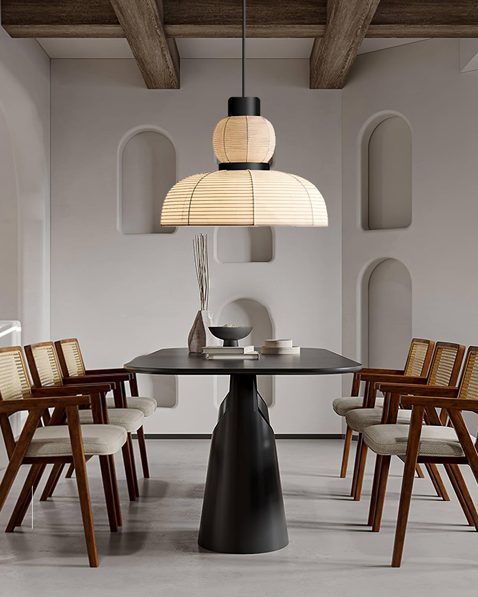 Freyza | Pendant White Fabric Black White Pendant Light – Kitchen Dining Room