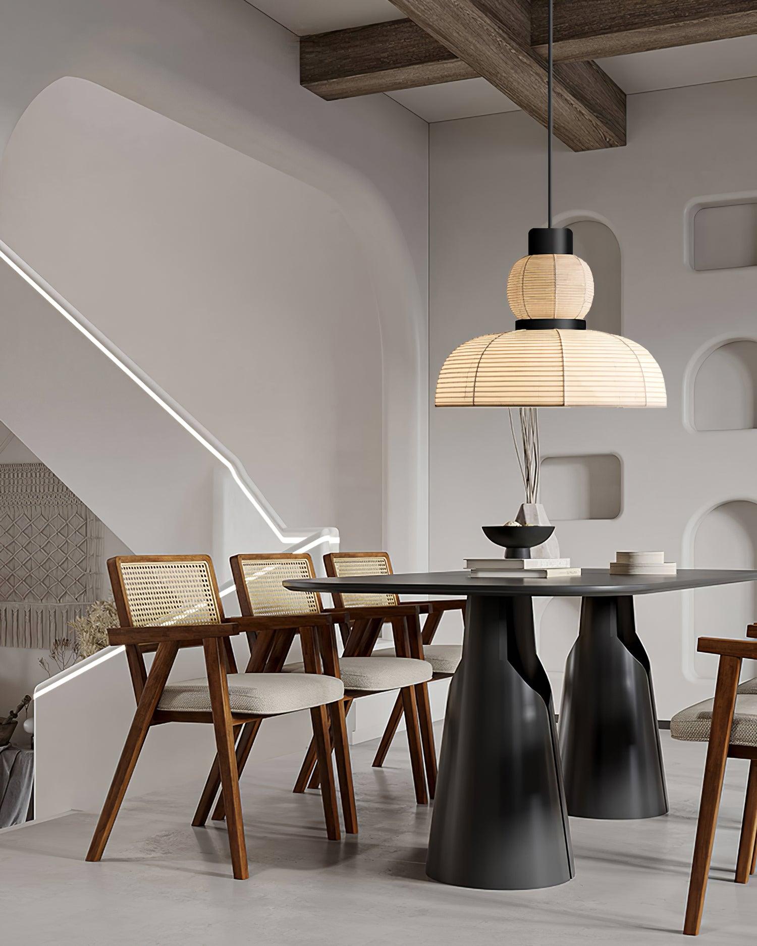 Freyza | Pendant White Fabric Black White Pendant Light – Kitchen Dining Room