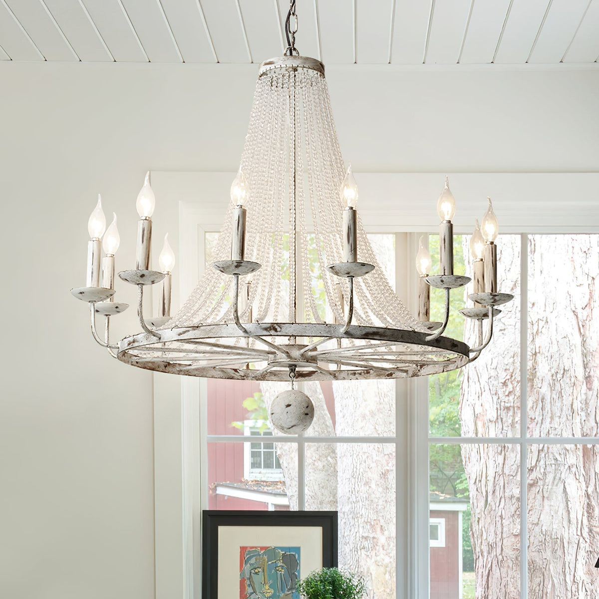 Freyza | Coloros Vintage Industrial White Chandelier – Industrial Dining Room Living Room