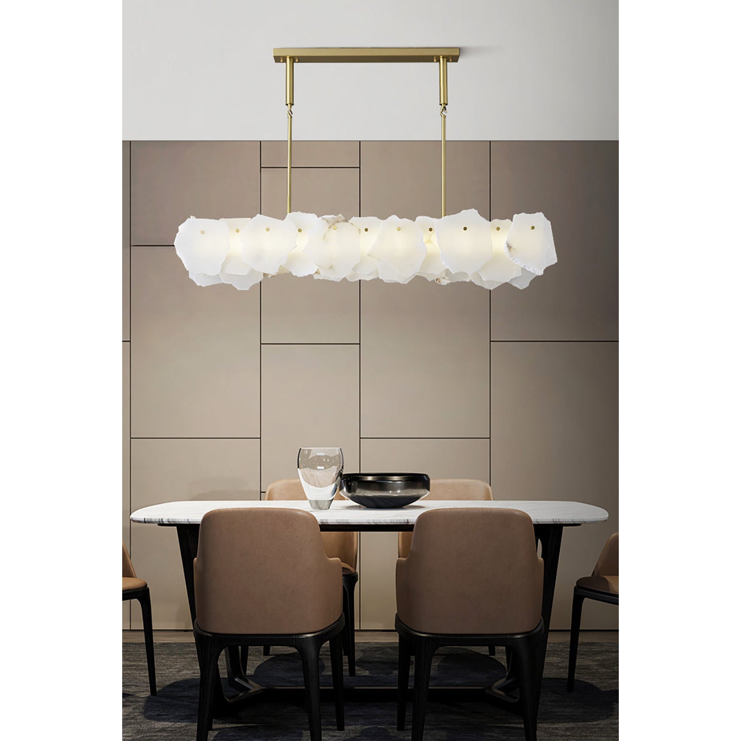 Freyza | Catala Messing-Alabaster-Kronleuchter – Esszimmer Wohnzimmer