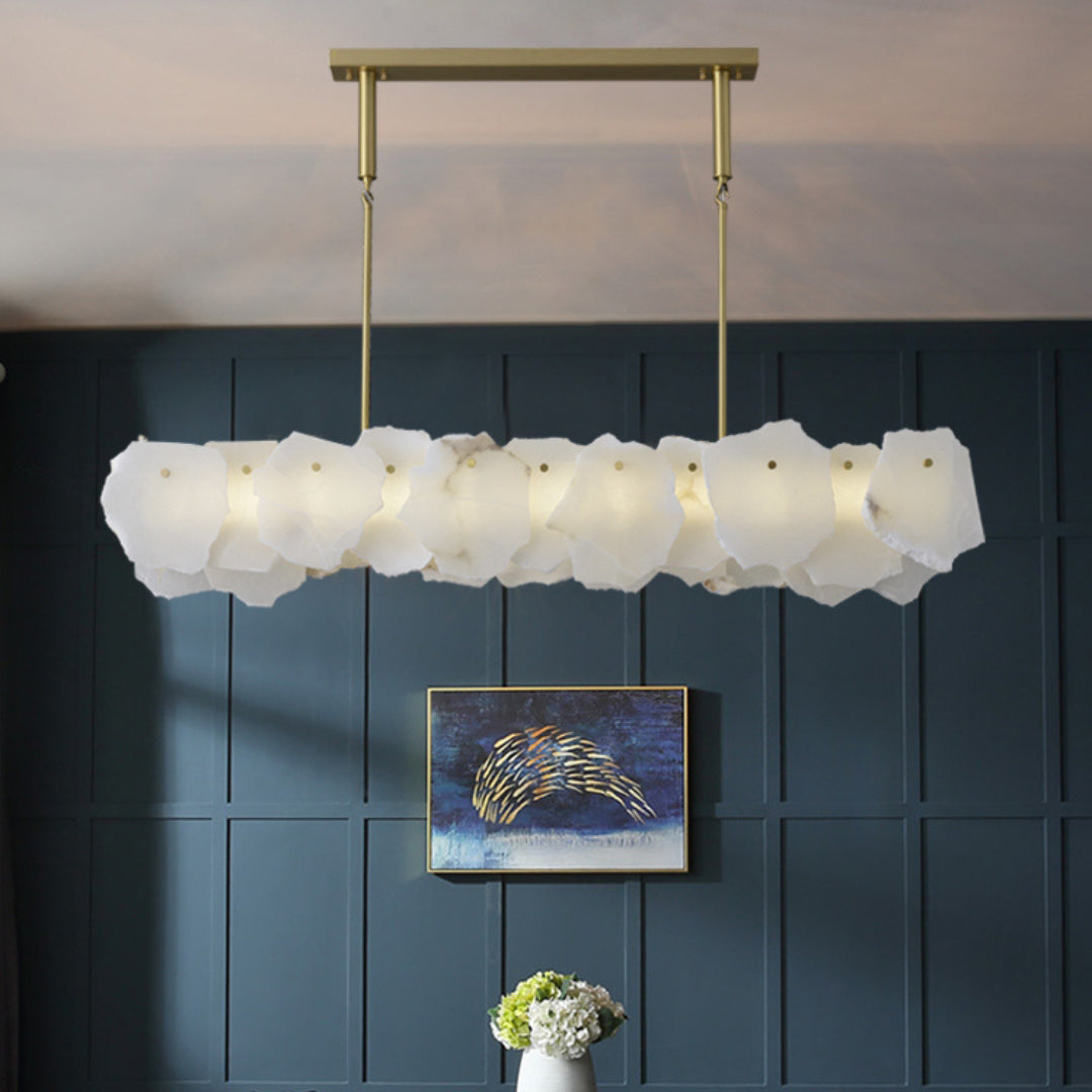 Freyza | Catala Messing-Alabaster-Kronleuchter – Esszimmer Wohnzimmer