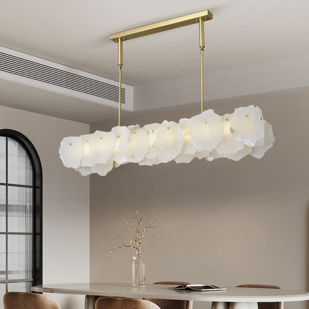 Freyza | Catala Messing-Alabaster-Kronleuchter – Esszimmer Wohnzimmer