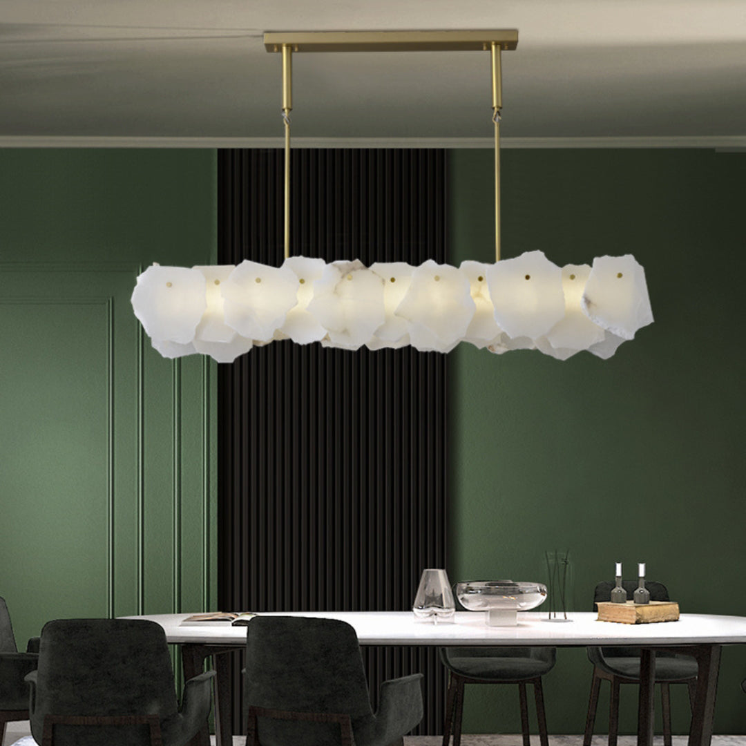 Freyza | Catala Messing-Alabaster-Kronleuchter – Esszimmer Wohnzimmer