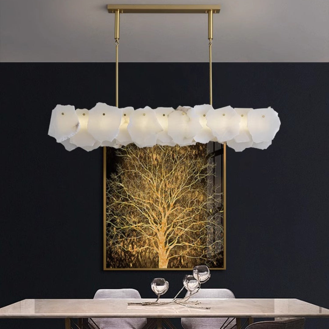 Freyza | Catala Messing-Alabaster-Kronleuchter – Esszimmer Wohnzimmer