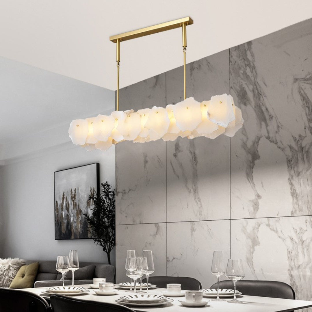 Freyza | Catala Messing-Alabaster-Kronleuchter – Esszimmer Wohnzimmer