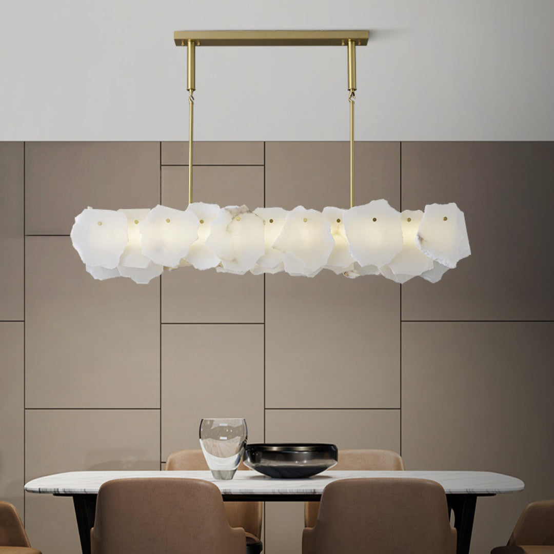 Freyza | Catala Messing-Alabaster-Kronleuchter – Esszimmer Wohnzimmer