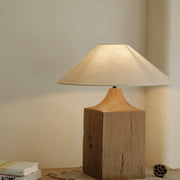 Naturalis | Elegant Rustic Wooden Table Lamp with Linen Shade 0