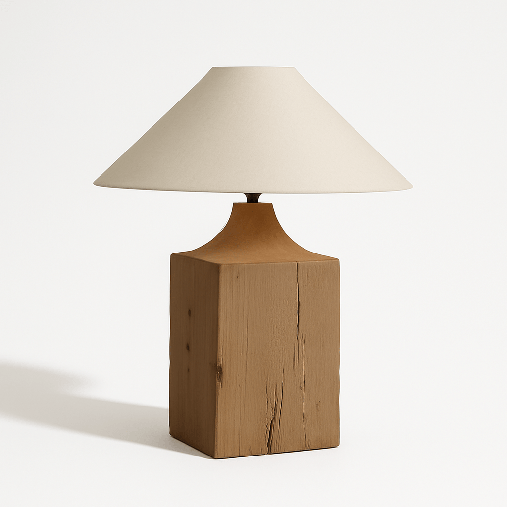 Naturalis | Elegant Rustic Wooden Table Lamp with Linen Shade 1