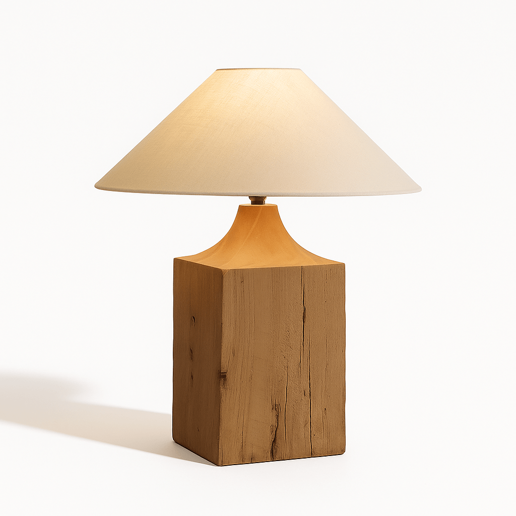 Naturalis | Elegant Rustic Wooden Table Lamp with Linen Shade 2