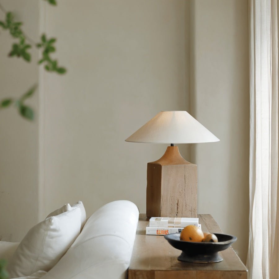 Naturalis | Elegant Rustic Wooden Table Lamp with Linen Shade 3