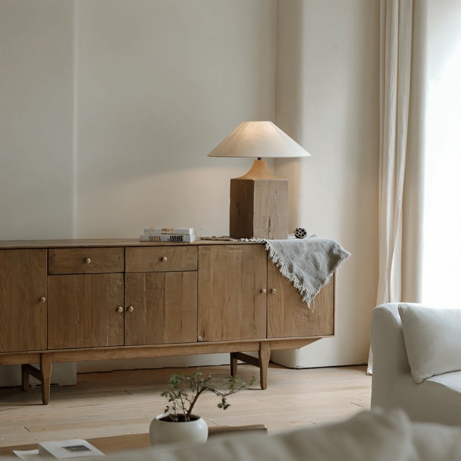 Naturalis | Elegant Rustic Wooden Table Lamp with Linen Shade 5