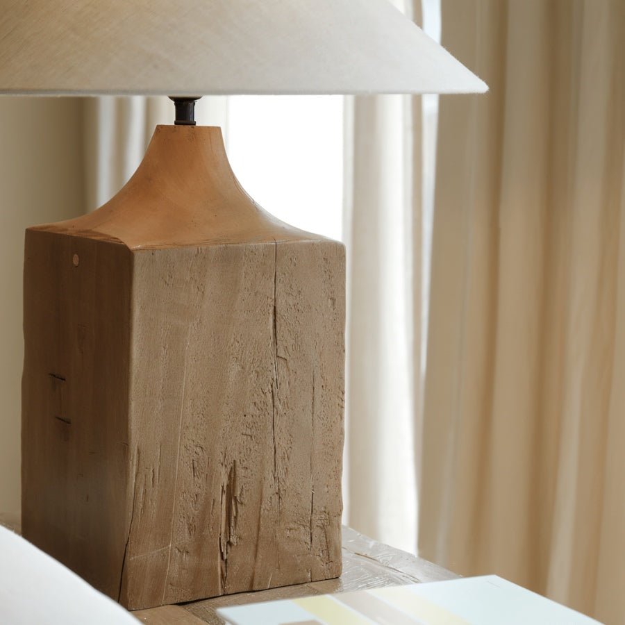 Naturalis | Elegant Rustic Wooden Table Lamp with Linen Shade 6