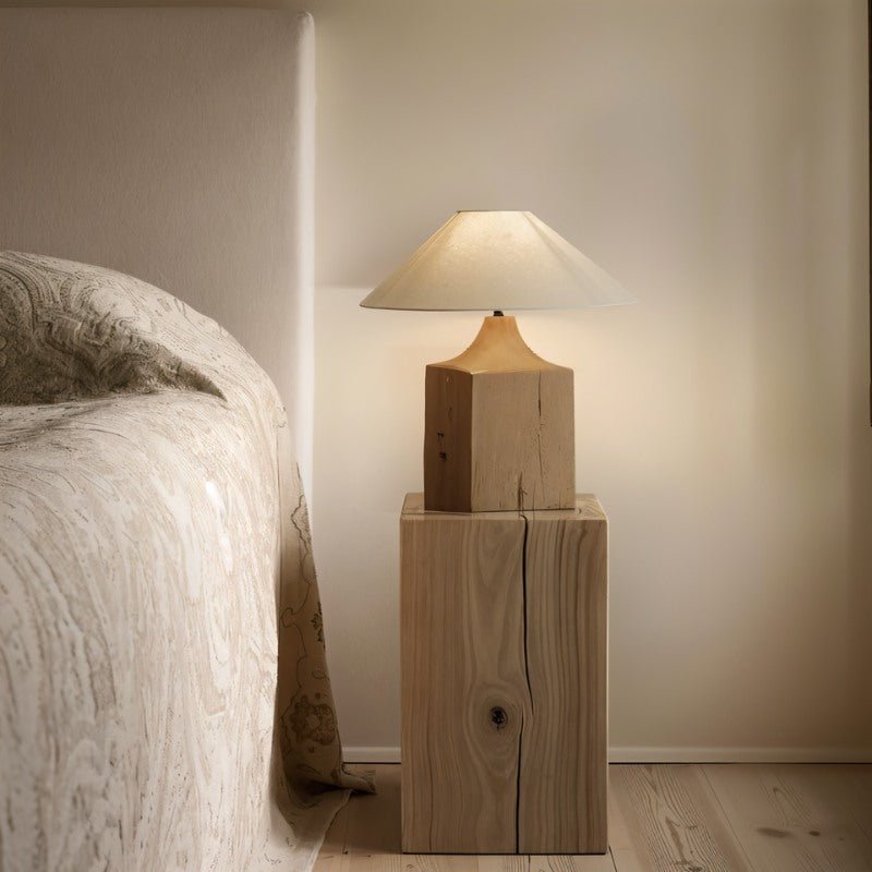 Naturalis | Elegant Rustic Wooden Table Lamp with Linen Shade 7