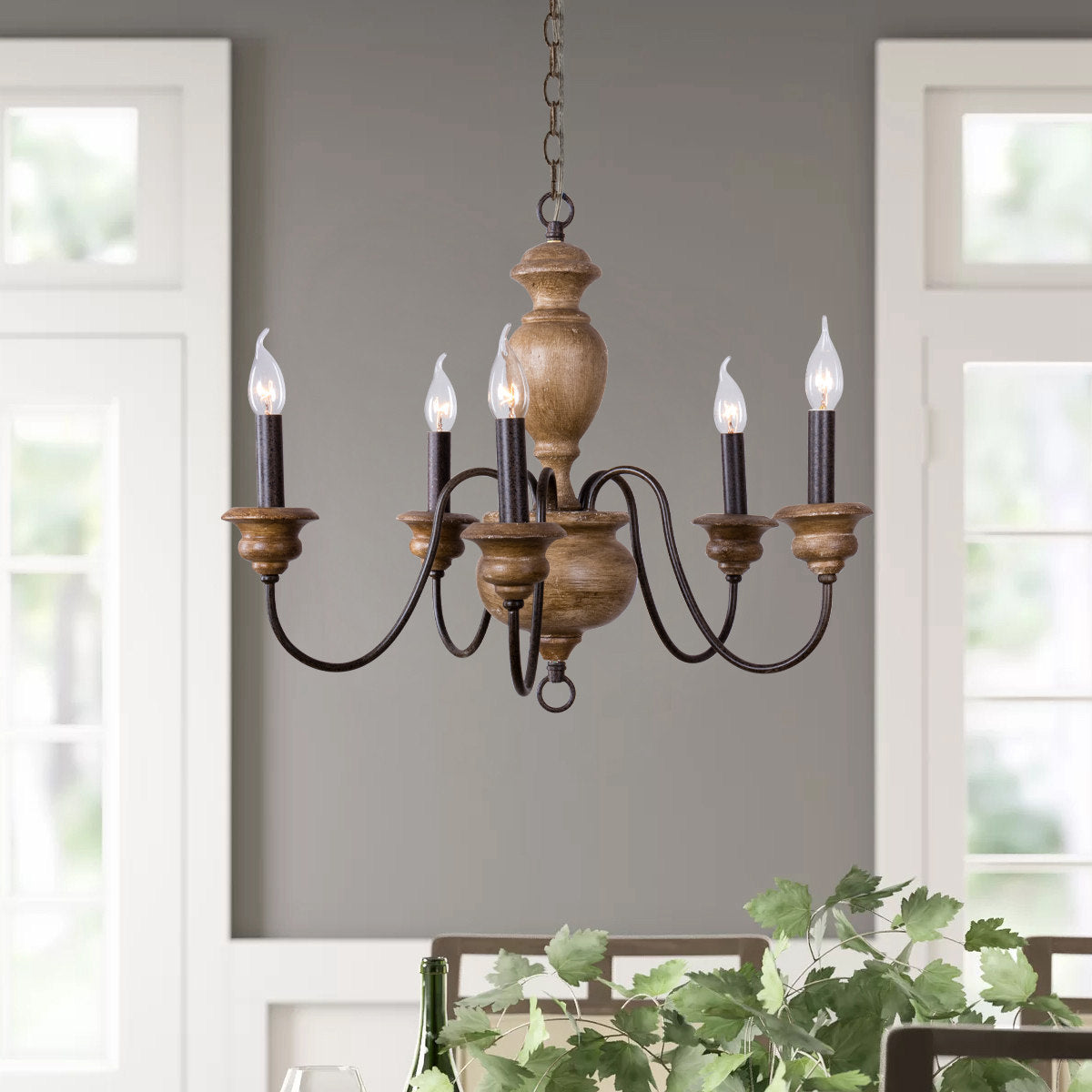 Freyza | Evvine Vintage Industrial Wood Chandelier – Industrial Dining Room Living Room