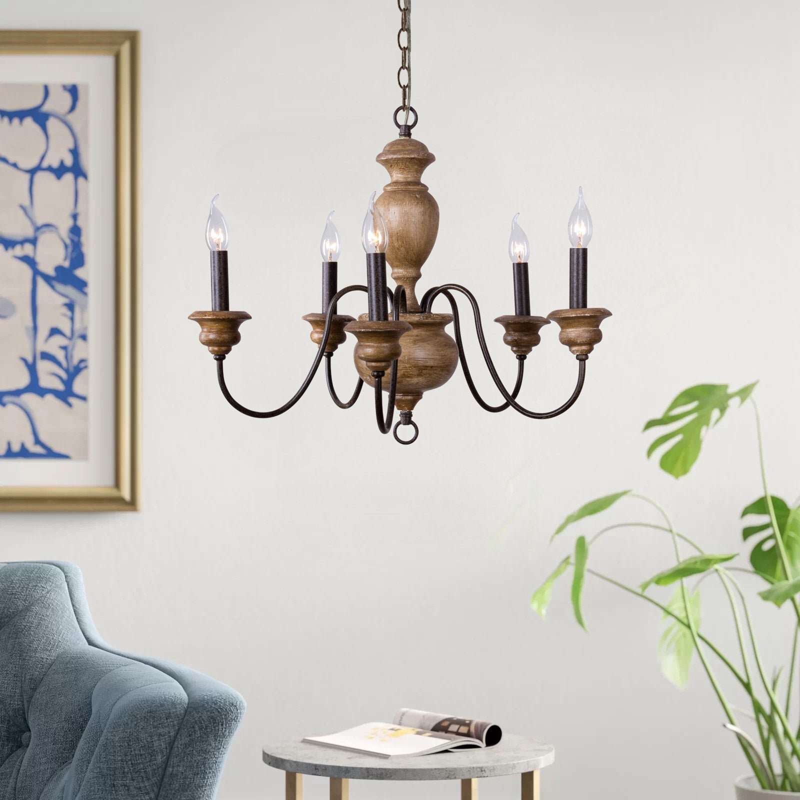 Freyza | Evvine Vintage Industrial Wood Chandelier – Industrial Dining Room Living Room