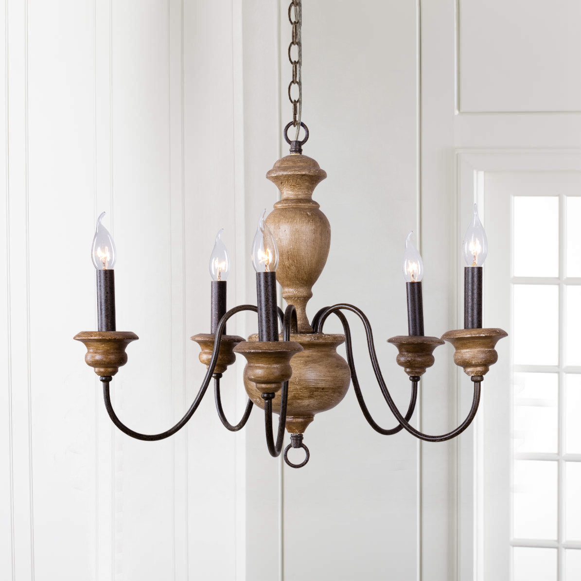 Freyza | Evvine Vintage Industrial Wood Chandelier – Industrial Dining Room Living Room