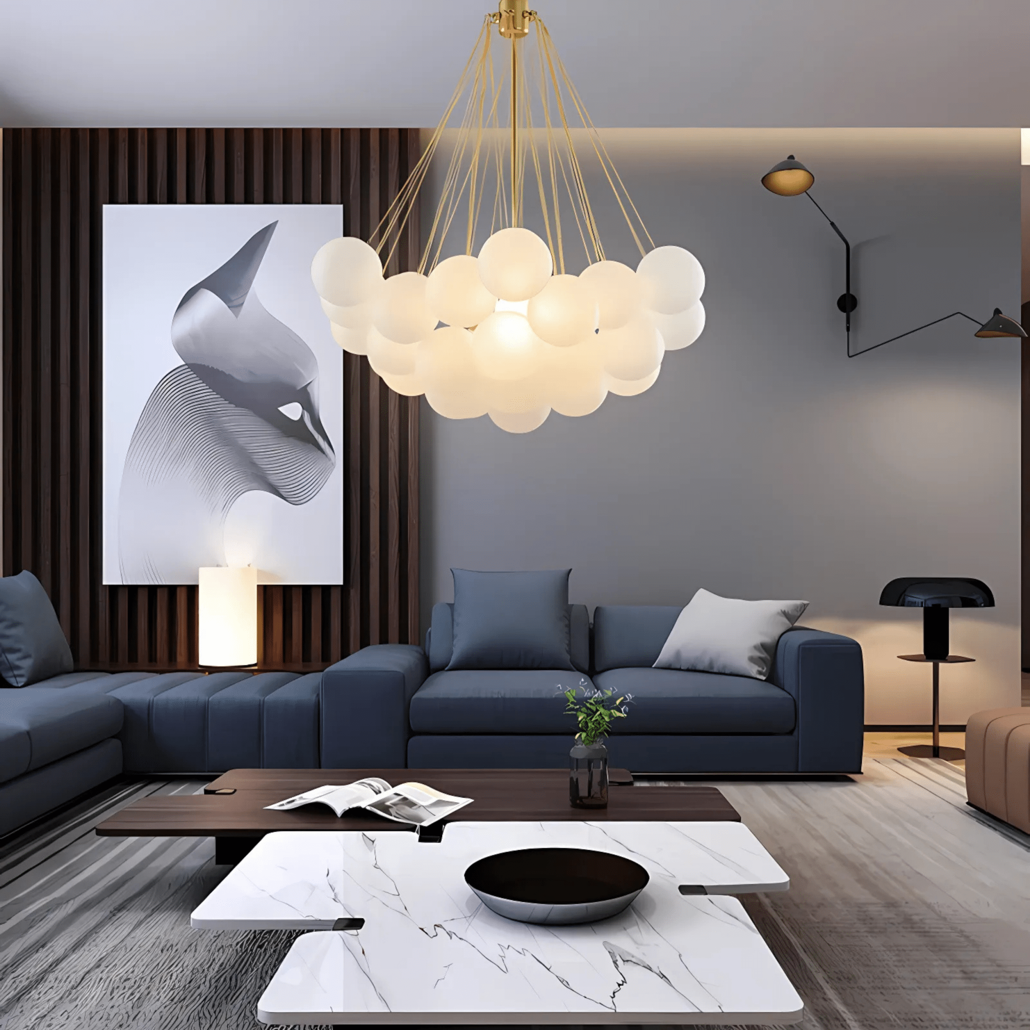 Freyza - NimbusGlow | Stylish Black Gold Modern Chandelier Light Fixture