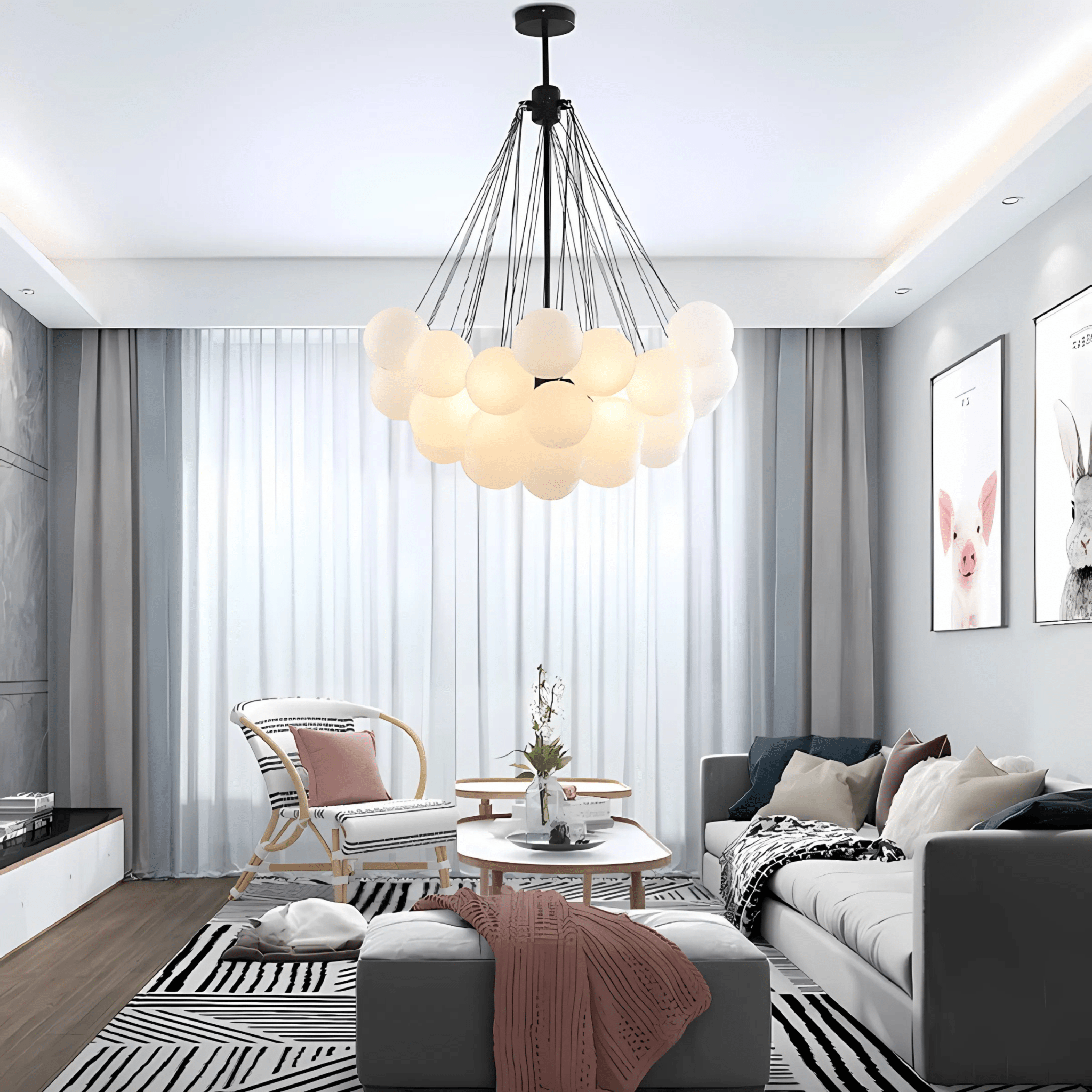 Freyza - NimbusGlow | Stylish Black Gold Modern Chandelier Light Fixture