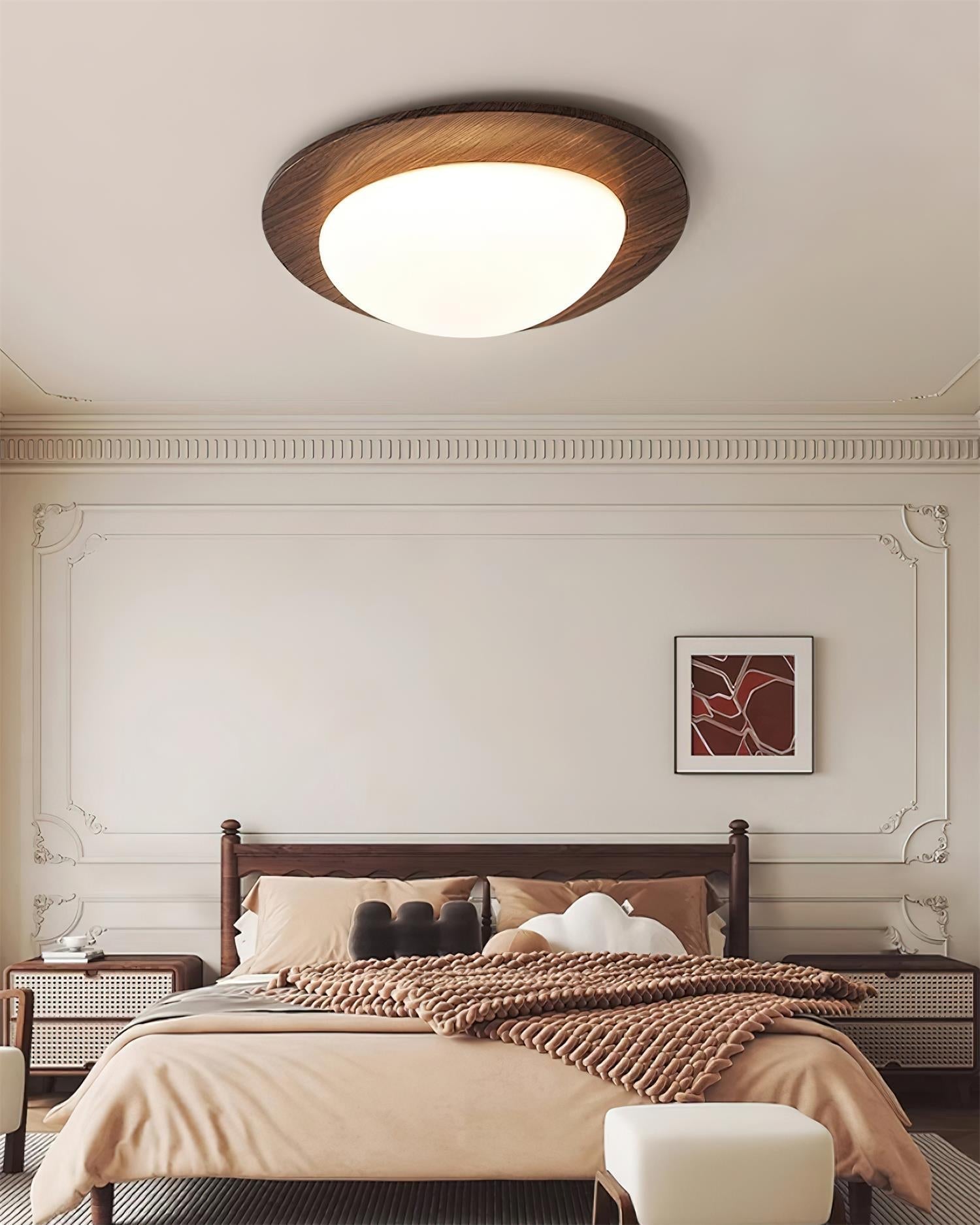 Freyza | Plafonnier ovale en bois à fixation affleurante – Minimaliste, pour chambre, couloir et cuisine