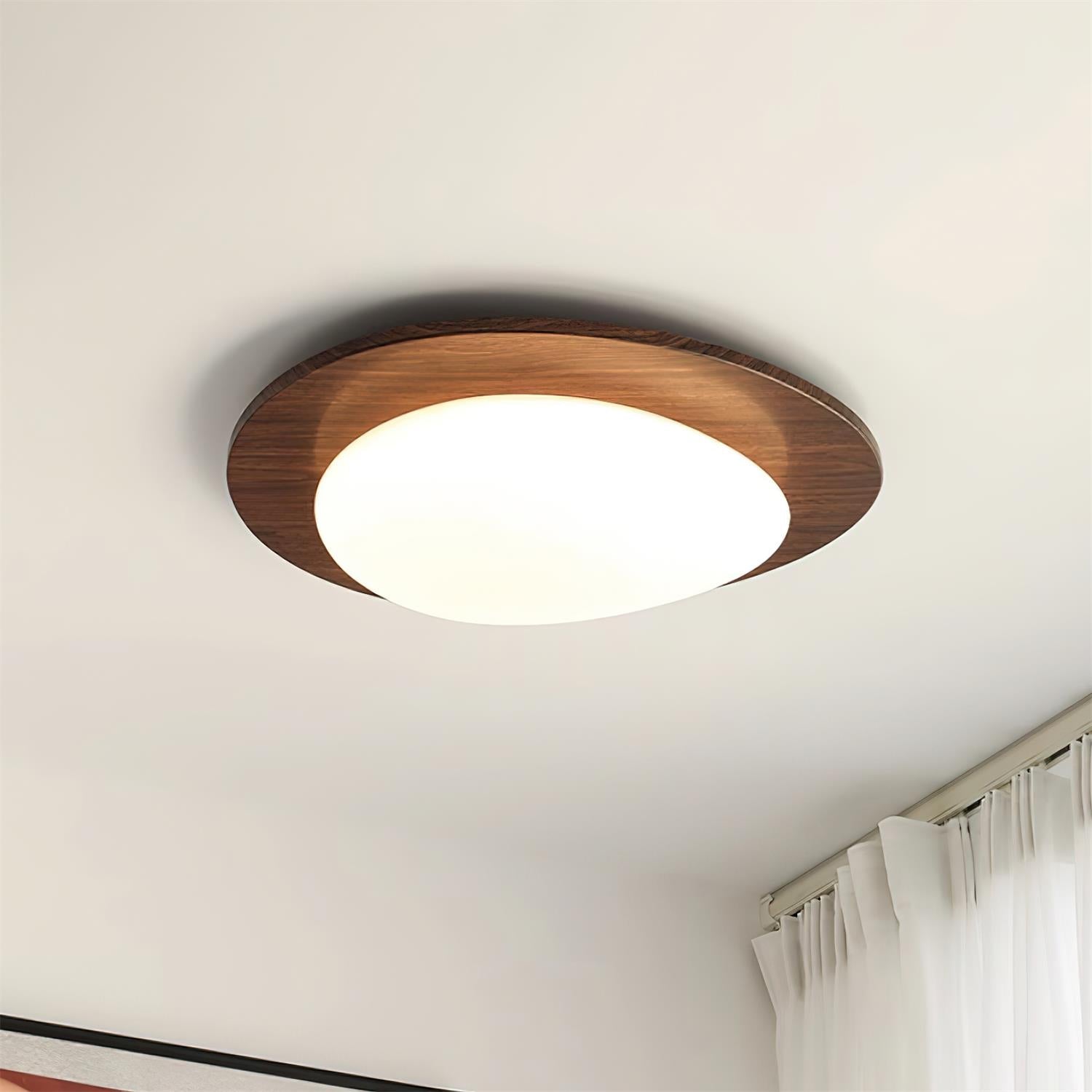 Freyza | Plafonnier ovale en bois à fixation affleurante – Minimaliste, pour chambre, couloir et cuisine