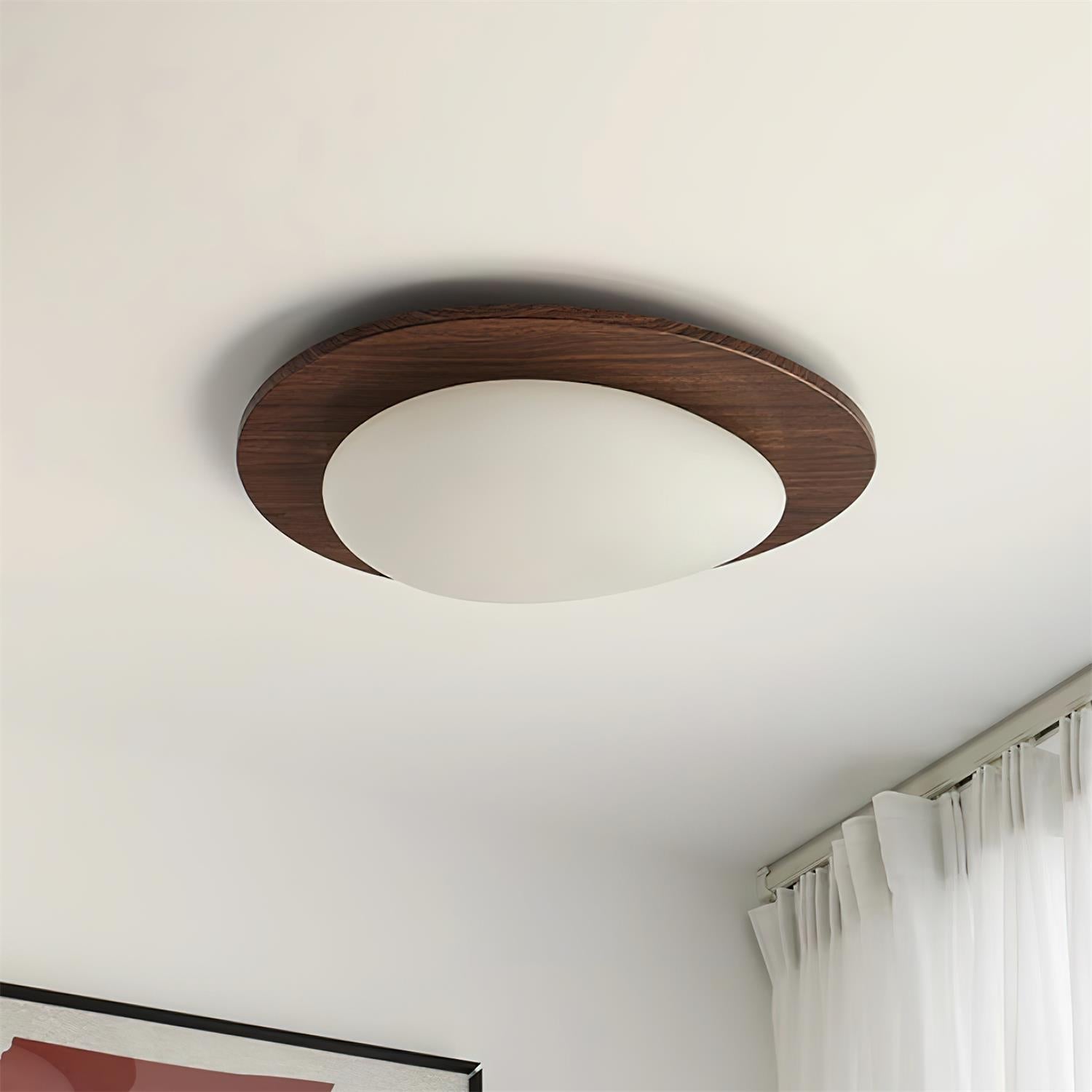 Freyza | Plafonnier ovale en bois à fixation affleurante – Minimaliste, pour chambre, couloir et cuisine