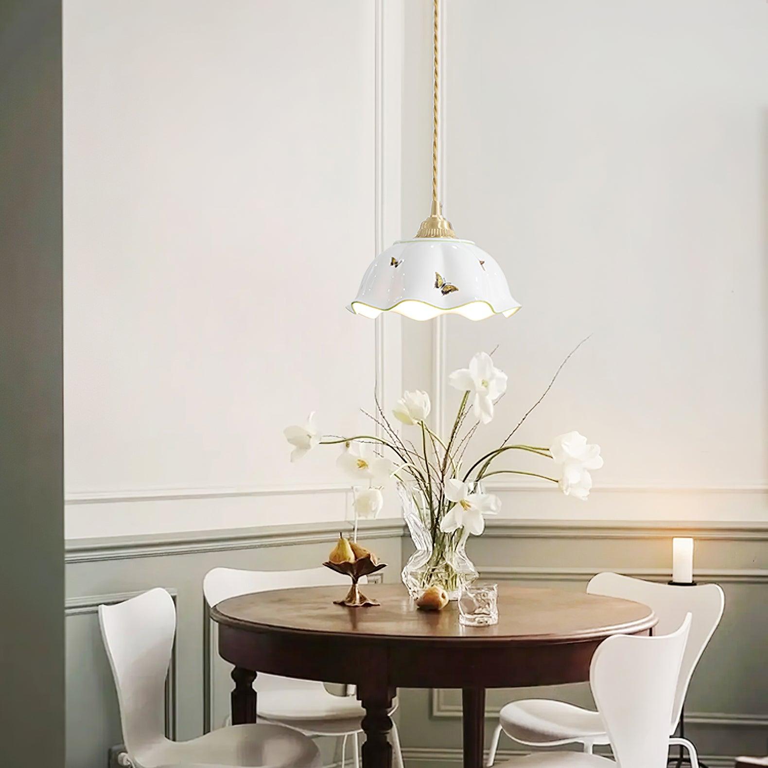 Freyza | Pendant Ceramic Petal Ceramic Pendant Light – Vintage Kitchen Dining Room