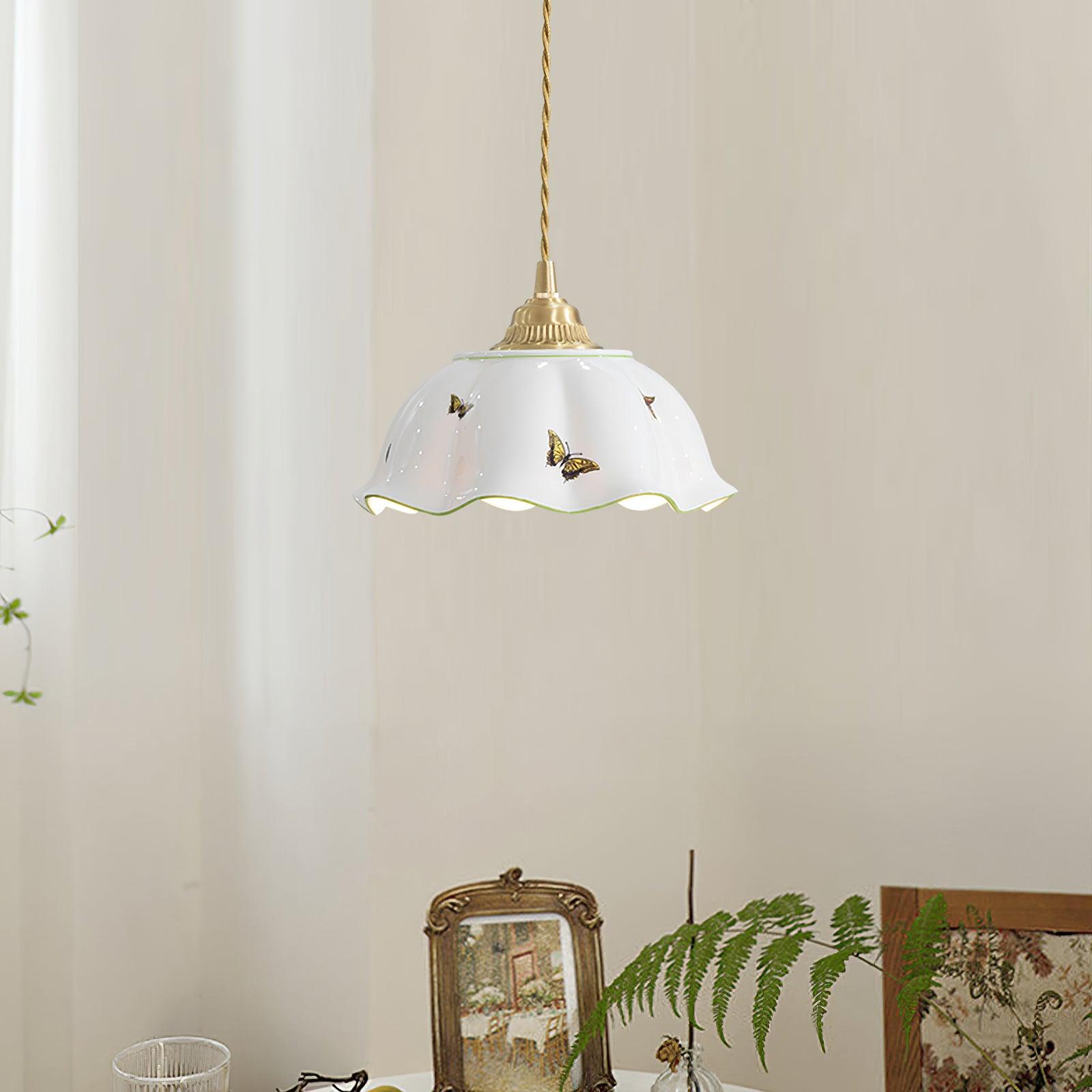 Freyza | Pendant Ceramic Petal Ceramic Pendant Light – Vintage Kitchen Dining Room