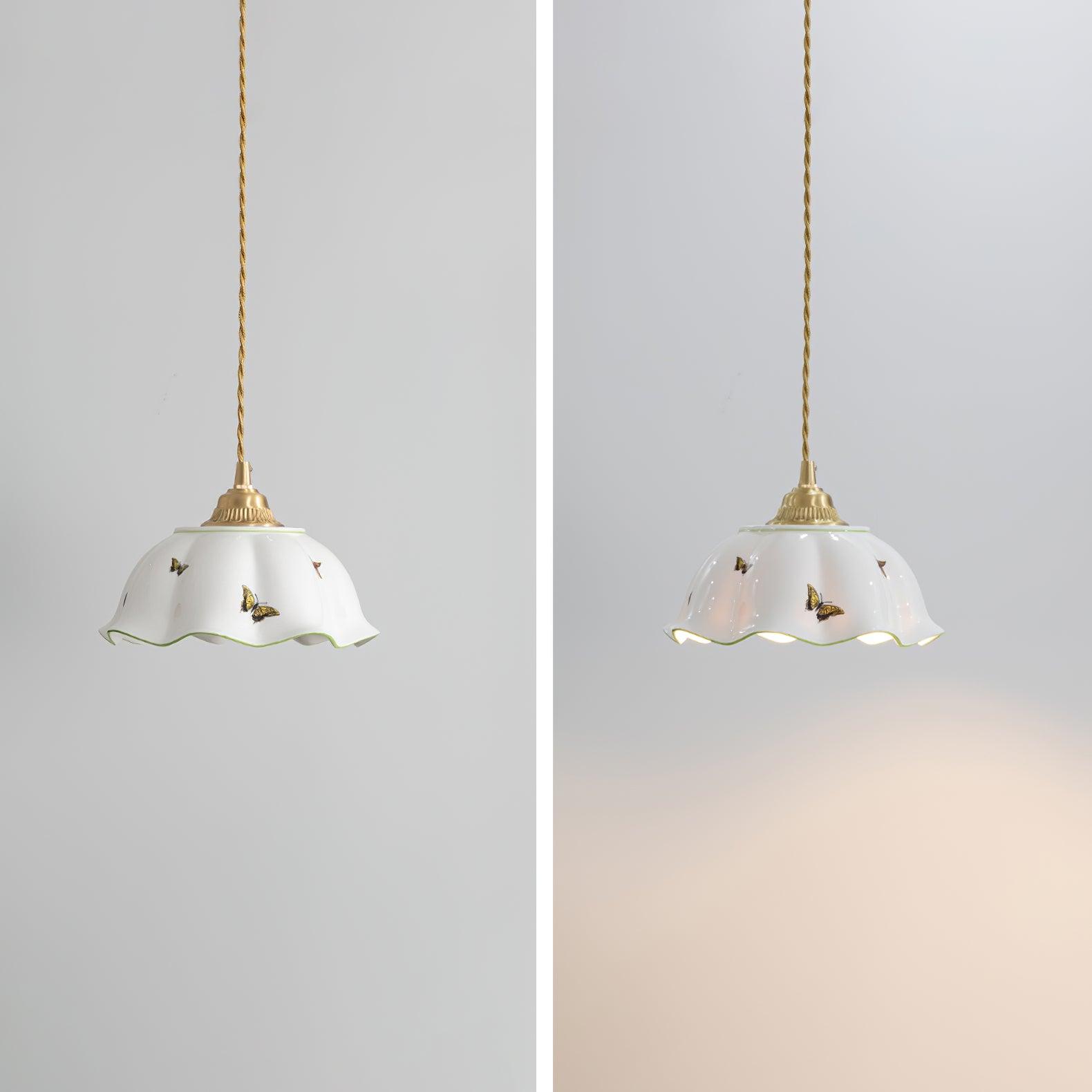 Freyza | Pendant Ceramic Petal Ceramic Pendant Light – Vintage Kitchen Dining Room