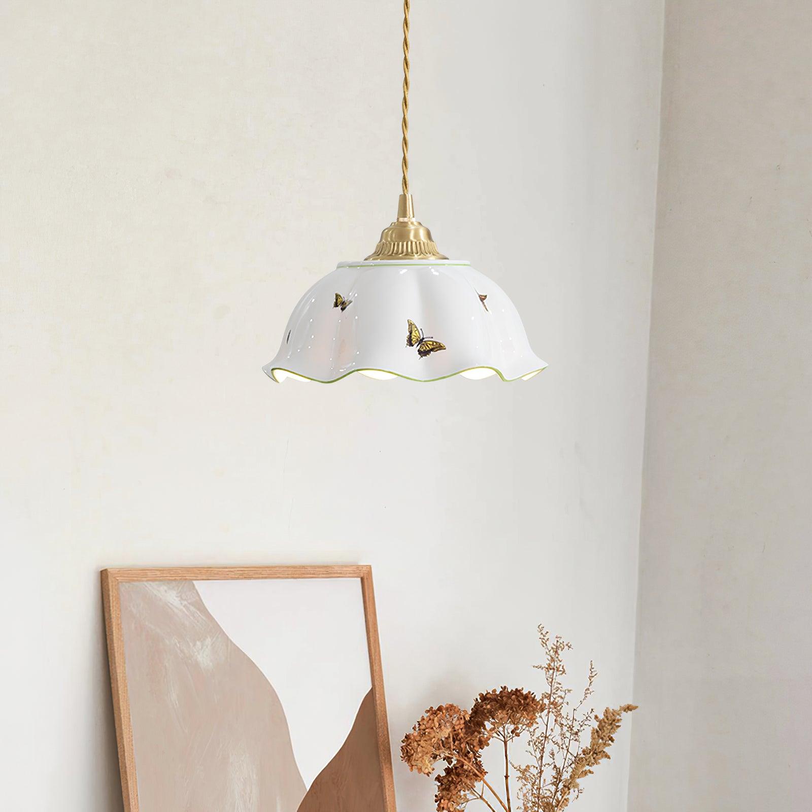 Freyza | Pendant Ceramic Petal Ceramic Pendant Light – Vintage Kitchen Dining Room