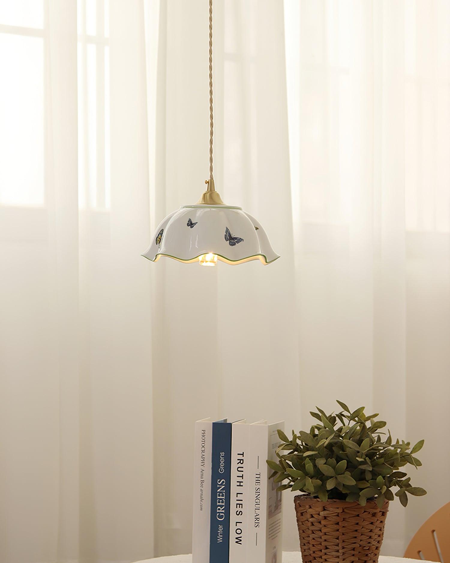 Freyza | Pendant Ceramic Petal Ceramic Pendant Light – Vintage Kitchen Dining Room