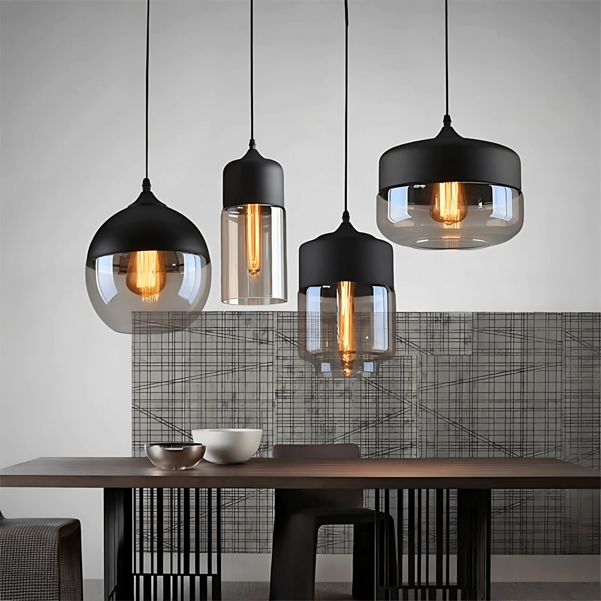Freyza - NordicAura | Stylish Black Glass Kitchen Pendant Light Fixture