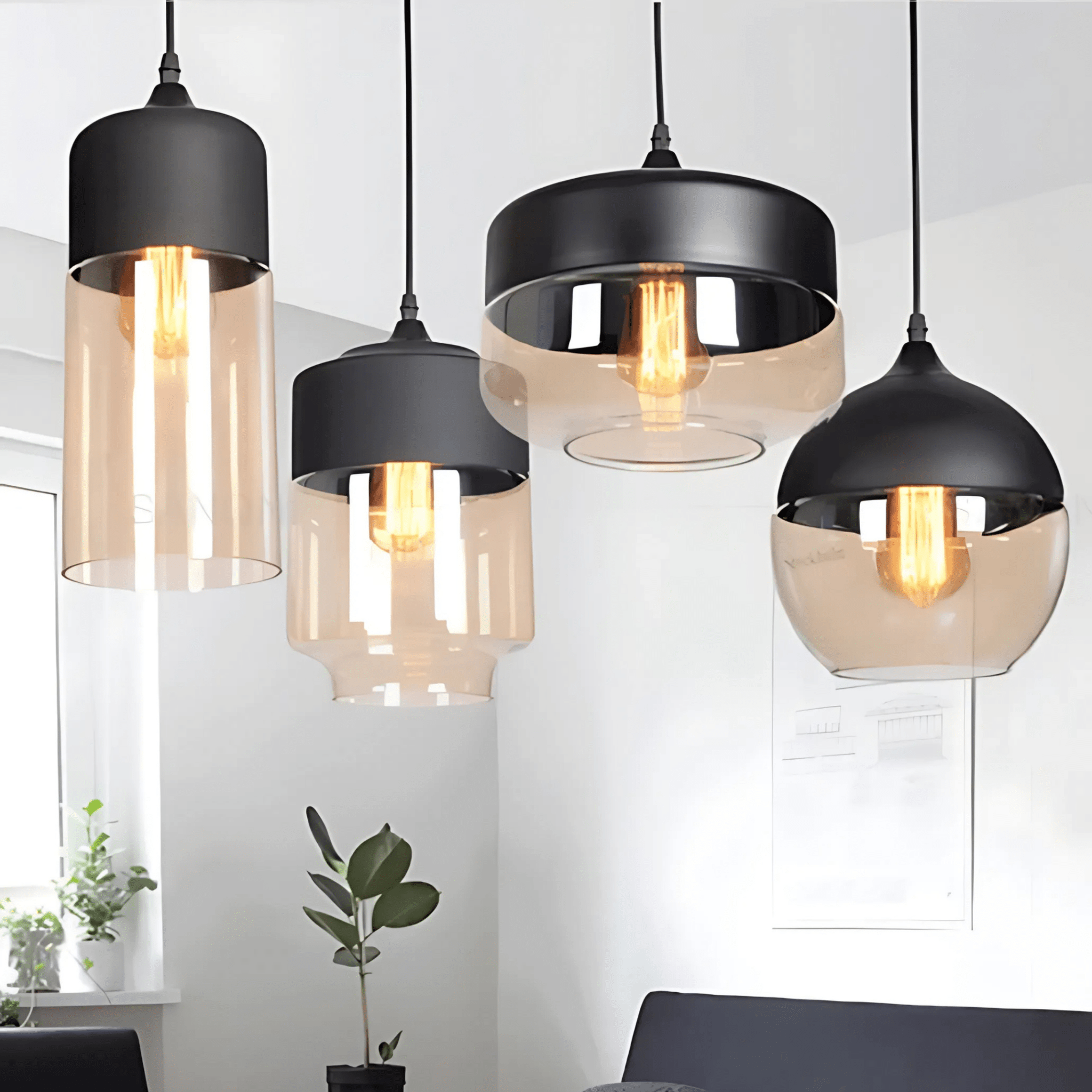 Freyza - NordicAura | Stylish Black Glass Kitchen Pendant Light Fixture