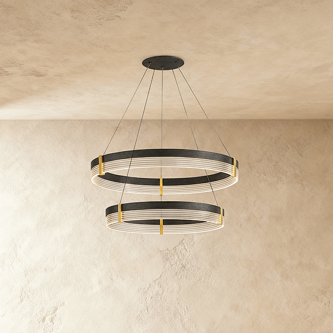 Freyza - Nudara | Modern Black Gold Chandelier Light with Adjustable Height