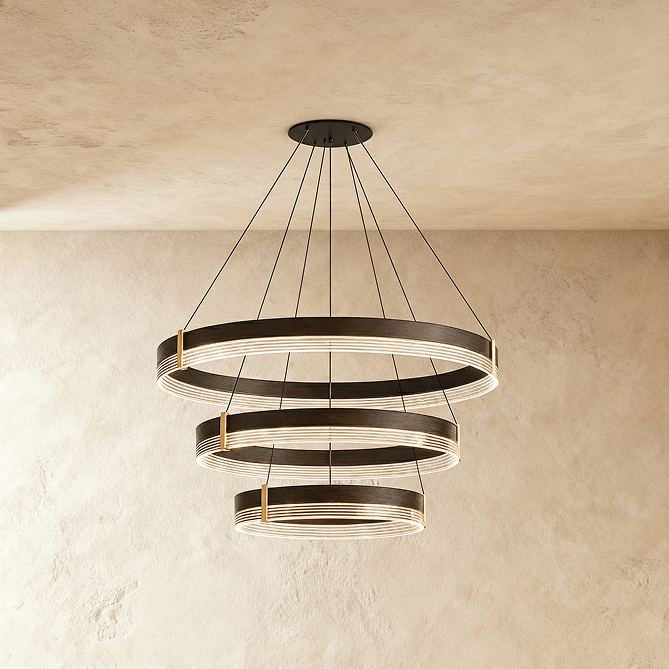 Freyza - Nudara | Modern Black Gold Chandelier Light with Adjustable Height