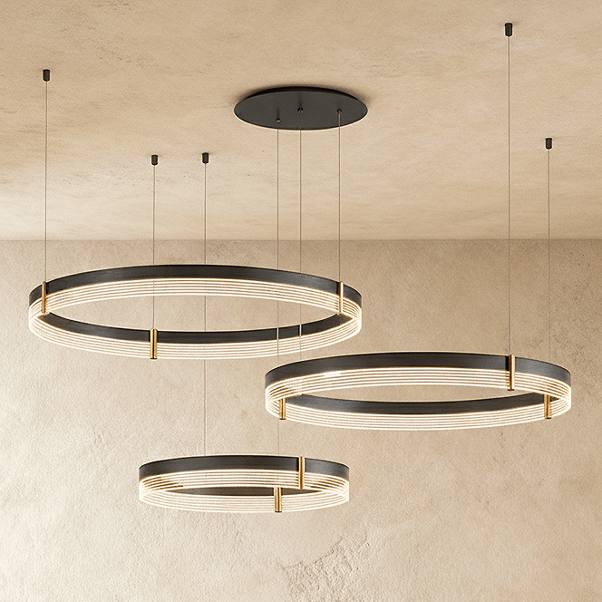 Freyza - Nudara | Modern Black Gold Chandelier Light with Adjustable Height