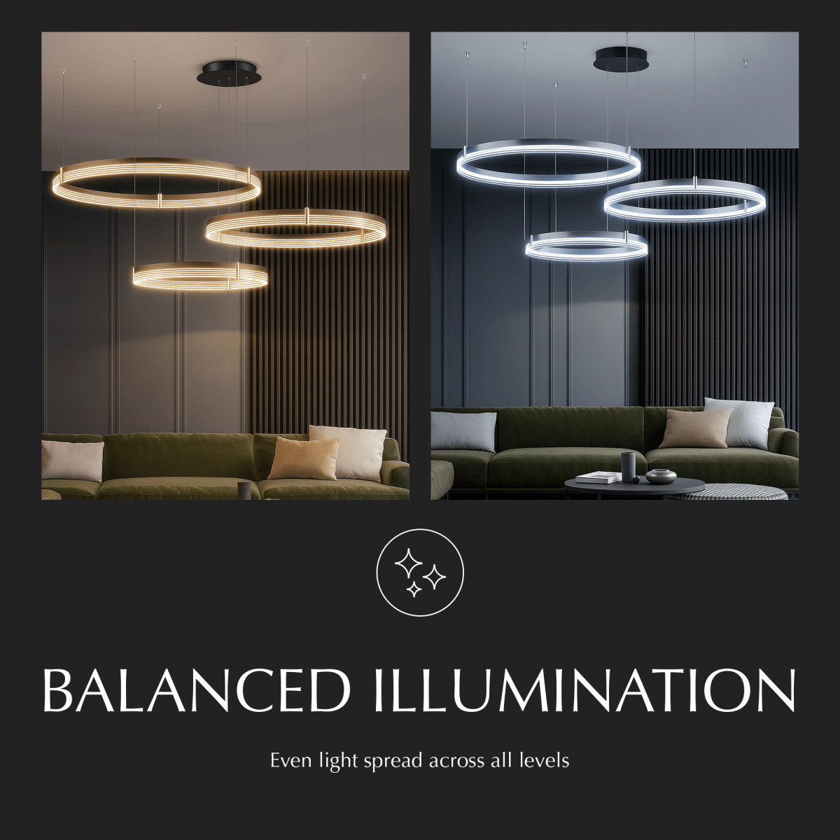 Freyza - Nudara | Modern Black Gold Chandelier Light with Adjustable Height