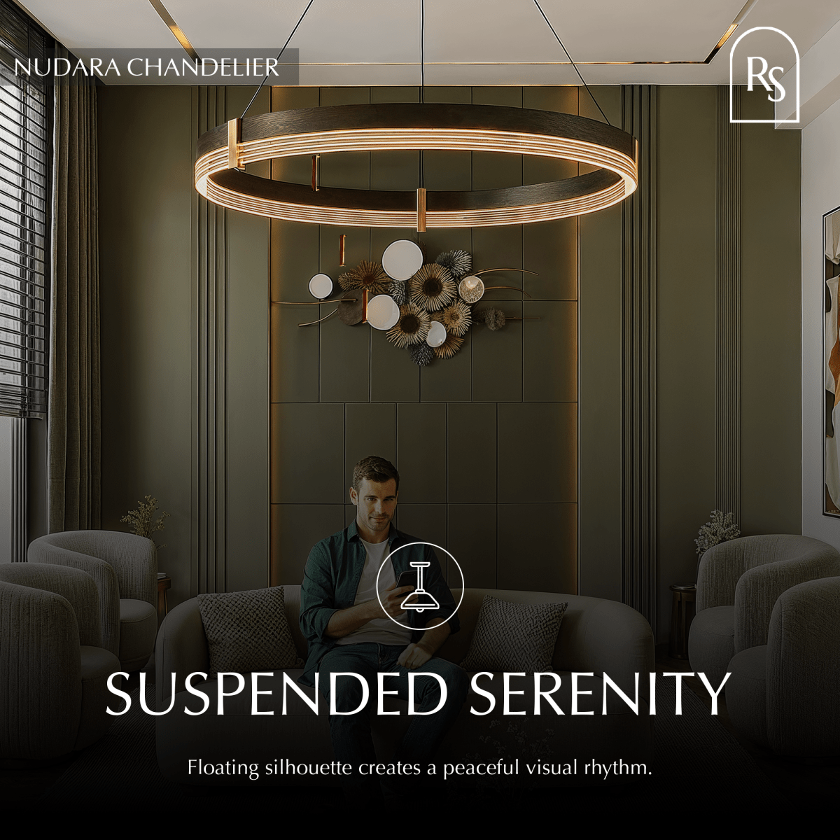 Freyza - Nudara | Modern Black Gold Chandelier Light with Adjustable Height