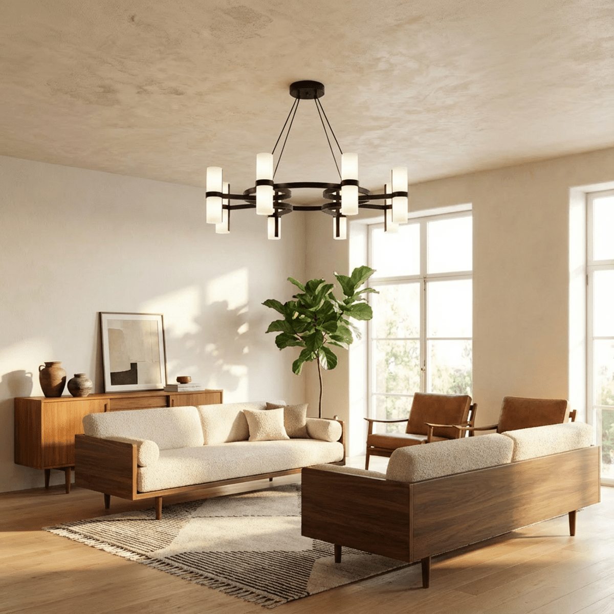 Freyza - Modern Black Copper Dual-Ring Chandelier Light Fixture