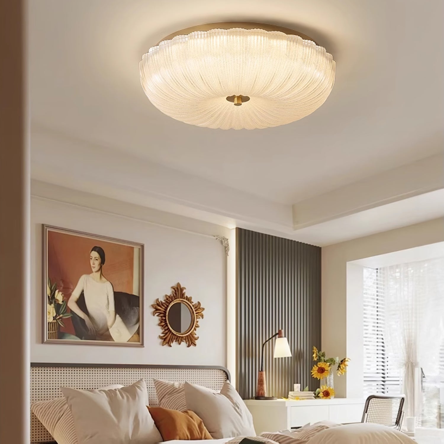 Freyza | Plafonnier affleurant Halo en verre ondulé – chambre, couloir, cuisine
