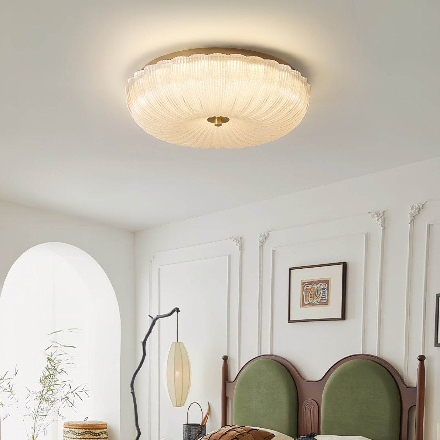 Freyza | Plafonnier affleurant Halo en verre ondulé – chambre, couloir, cuisine