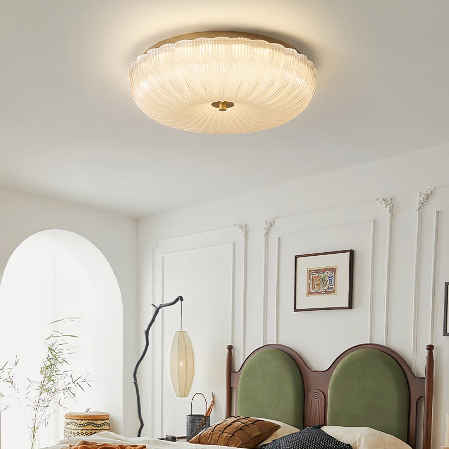 Freyza | Plafonnier affleurant Halo en verre ondulé – chambre, couloir, cuisine