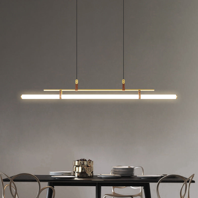 Freyza | Suspension linéaire moderne Inari noire et dorée – Cuisine et salle à manger modernes