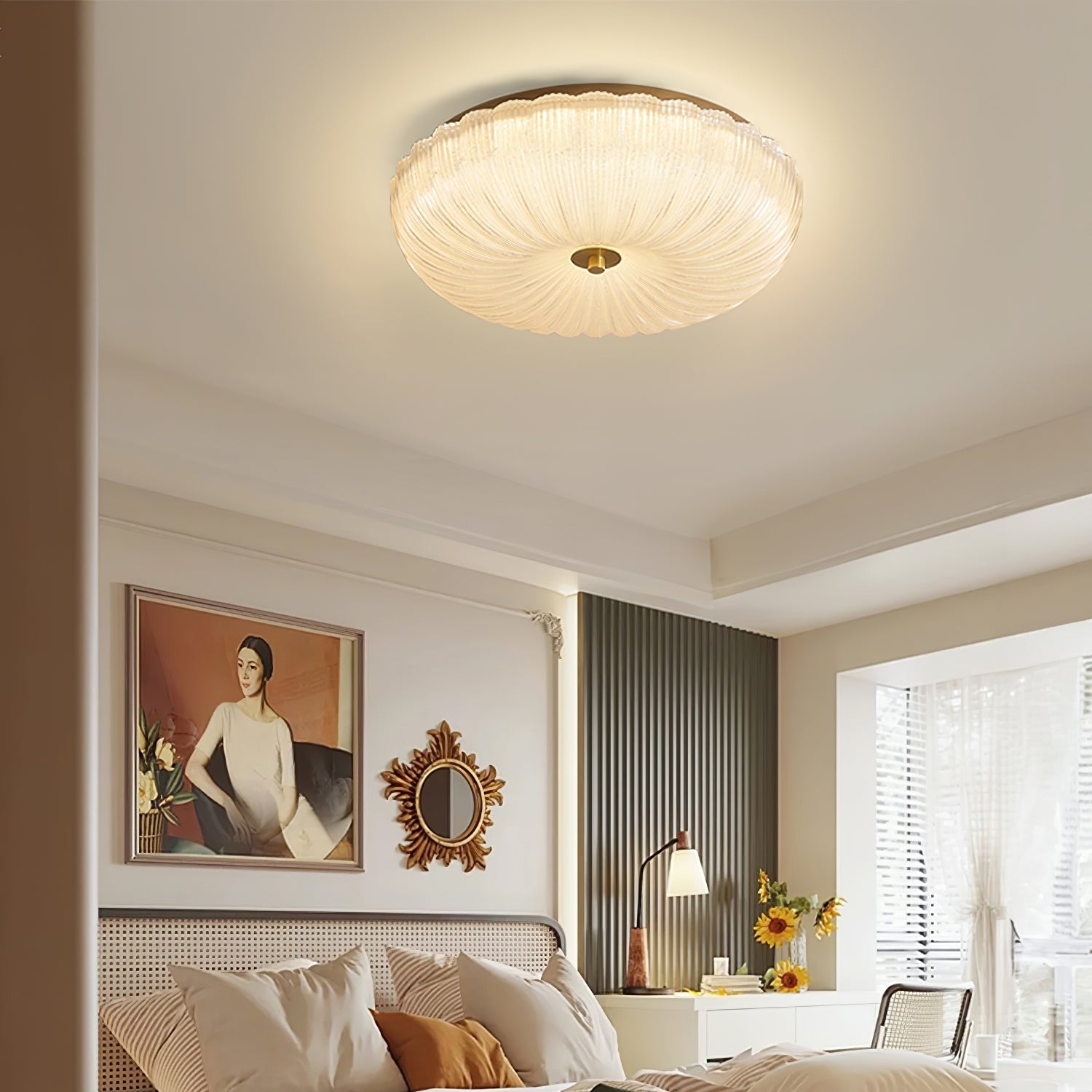 Freyza | Plafonnier affleurant Halo en verre ondulé – chambre, couloir, cuisine